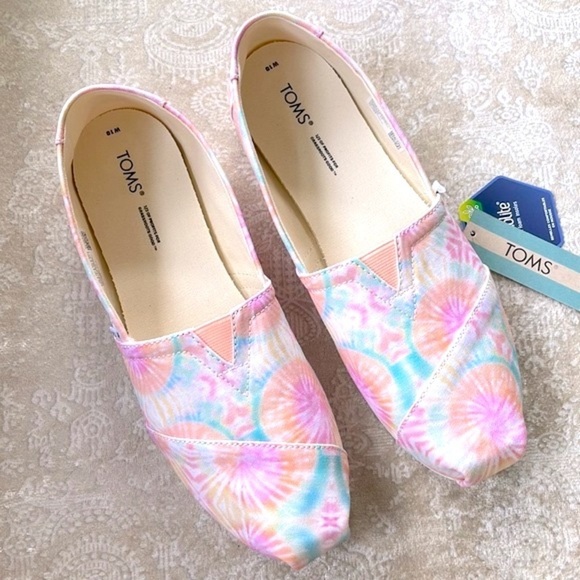 Toms Shoes - Brand New Toms Candy Pink Tie Dye Canvas Fireworks Casual Slip On Shoes